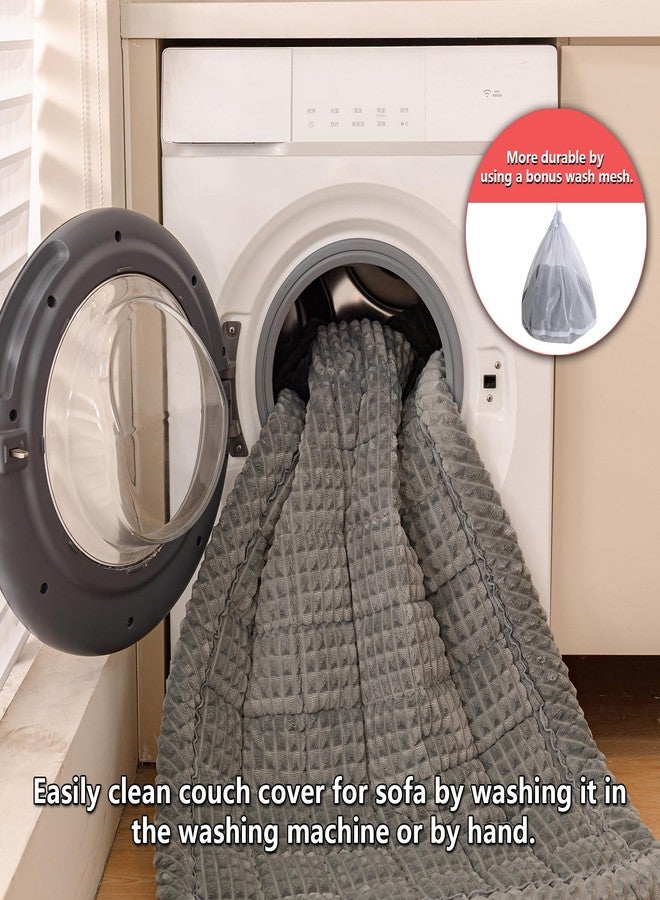 HOMEREFROM Couch Cover for Dogs Washable, Fuzzy Pet Couch Covers for 3 Cushion Sofa Pet Friendly, Non Slip Sofa Cover (Gray, 27.6" x 70.9") - Image 3